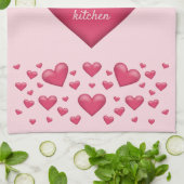 rosa Herzen mit anpassbarem Text Geschirrtuch (Gefaltet)