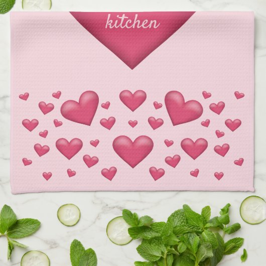 rosa Herzen mit anpassbarem Text Geschirrtuch (Gefaltet)