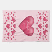rosa Herzen mit anpassbarem Text Geschirrtuch (Horizontal)