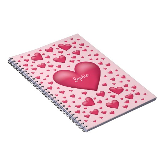 rosa Herzen mit anpassbarem Text Notizblock (Rechte Seite)