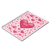 rosa Herzen mit anpassbarem Text Notizblock (Linke Seite)