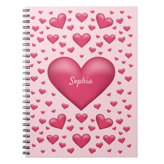 rosa Herzen mit anpassbarem Text Notizblock (Vorderseite)