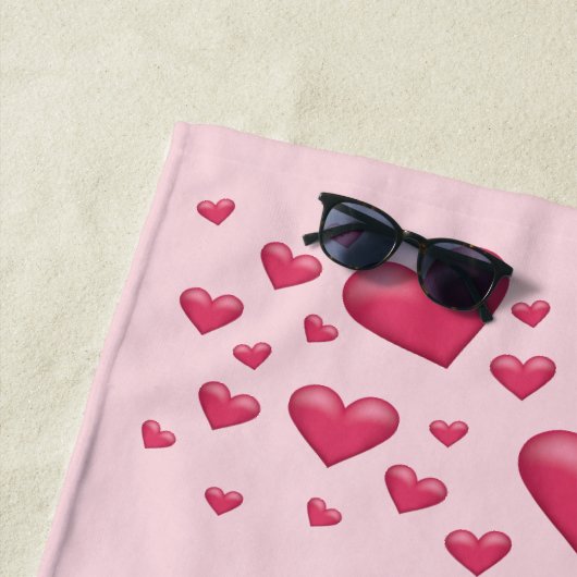 rosa Herzen mit anpassbarem Text Strandtuch (Beispiel)