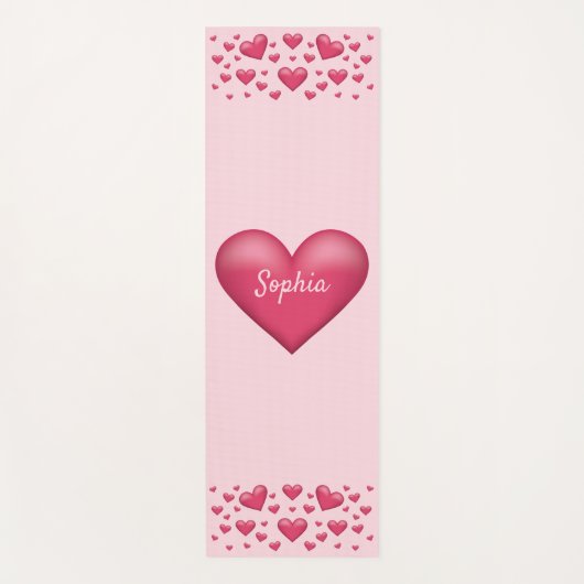 rosa Herzen mit anpassbarem Text Yogamatte (Vorderseite)