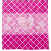 Rosa Herzen mit Girly Monogram Duschvorhang (Vorderseite)