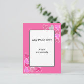 Rosa Herzen mit Ihrem Foto Postkarte (Stehend Vorderseite)