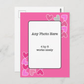 Rosa Herzen mit Ihrem Foto Postkarte (Vorne/Hinten)