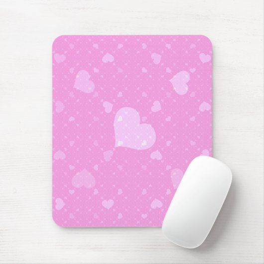 Rosa Herzen mit Liebe Mousepad (Mit Mouse)