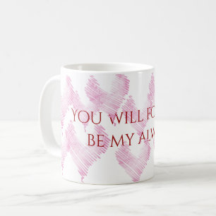 Rosa Herzen mit Liebe Zitat Kaffeetasse