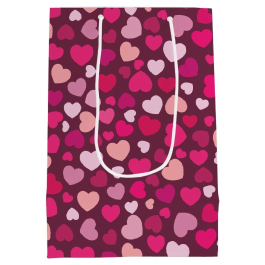 Rosa Herzen Mittlere Geschenktüte (Rückseite)