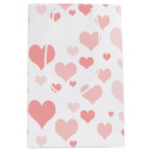 Rosa Herzen Mittlere Geschenktüte (Vorderseite)