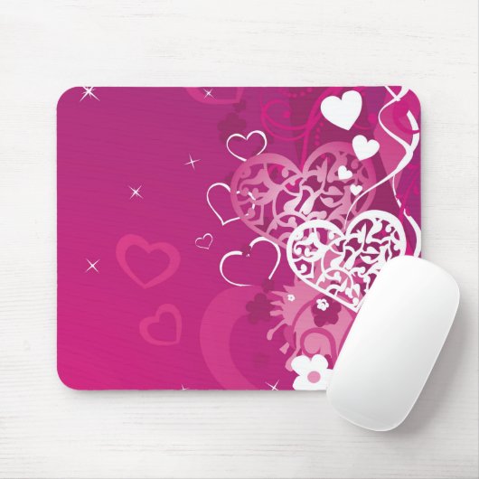 Rosa Herzen Mousepad (Mit Mouse)