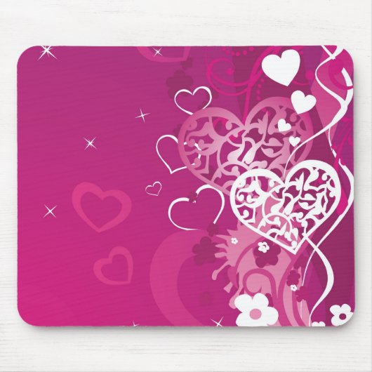 Rosa Herzen Mousepad (Vorne)