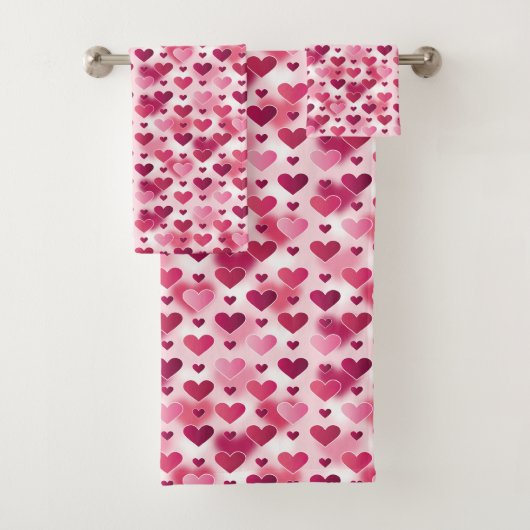 Rosa Herzen Muster Badhandtuch Set (Insitu)