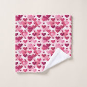 Rosa Herzen Muster Badhandtuch Set (Waschlappen)