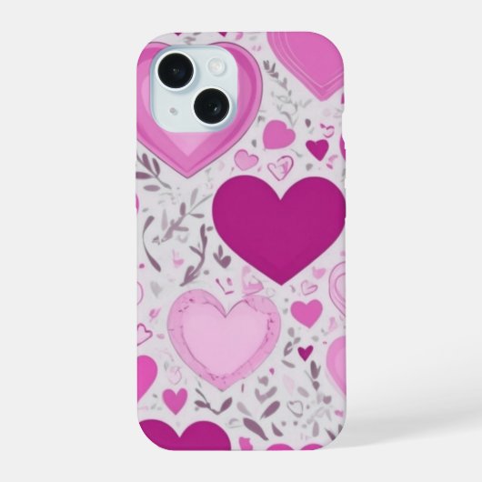 Rosa Herzen Muster  iPhone 15 Hülle (Rückseite)