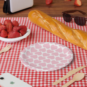 Rosa Herzen Muster, Romantisch, Liebe Pappteller