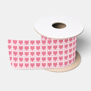Rosa Herzen Muster Satinband