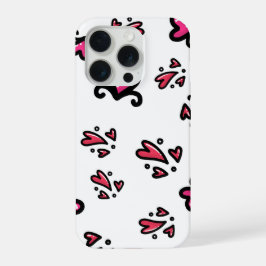 Rosa Herzen Muster – Süßes Doodle-Design iPhone 15 Pro Hülle