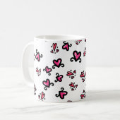 Rosa Herzen Muster – Süßes Doodle-Design Kaffeetasse (Vorderseite Links)