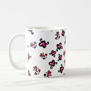 Rosa Herzen Muster – Süßes Doodle-Design Kaffeetasse