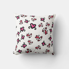 Rosa Herzen Muster – Süßes Doodle-Design Kissen