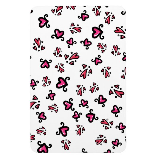 Rosa Herzen Muster – Süßes Doodle-Design Magnet (Vertikal)