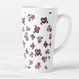 Rosa Herzen Muster – Süßes Doodle-Design Milchtasse