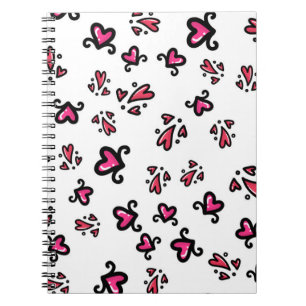 Rosa Herzen Muster – Süßes Doodle-Design Notizblock