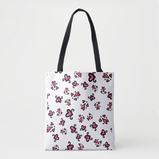 Rosa Herzen Muster – Süßes Doodle-Design Tasche (Vorderseite)