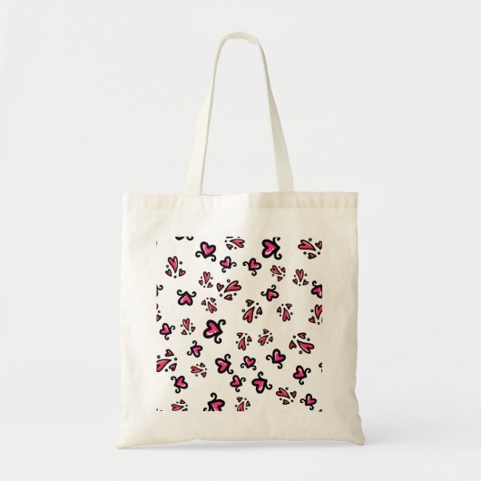 Rosa Herzen Muster – Süßes Doodle-Design Tragetasche (Vorne)