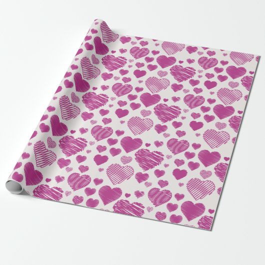 Rosa Herzen Muster Valentinstag Geschenkpapier (Ungerollt)