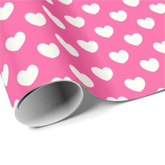 Rosa Herzen Muster Valentinstag Packpapier (Rolleneckpunkt)