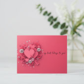 Rosa Herzen Papercut Valentinstag Postkarte (Stehend Vorderseite)