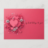 Rosa Herzen Papercut Valentinstag Postkarte (Vorderseite)