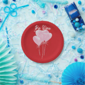 Rosa Herzen Pappteller (Party)
