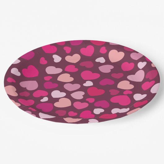 Rosa Herzen Pappteller (Schrägansicht)
