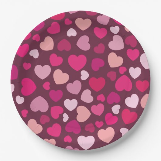 Rosa Herzen Pappteller (Vorderseite)
