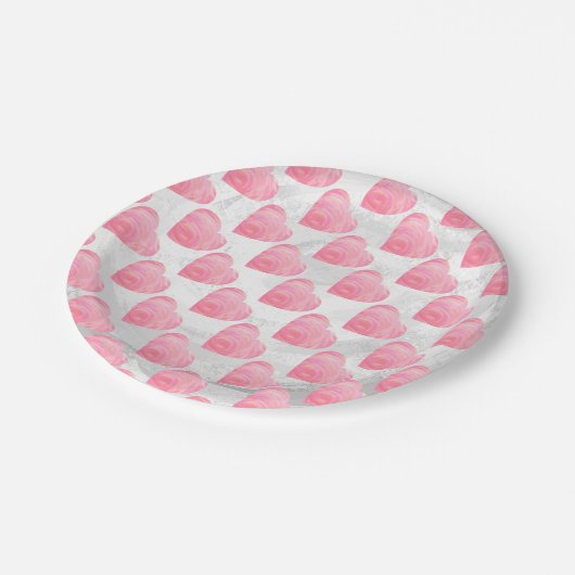Rosa Herzen Pappteller (Schrägansicht)