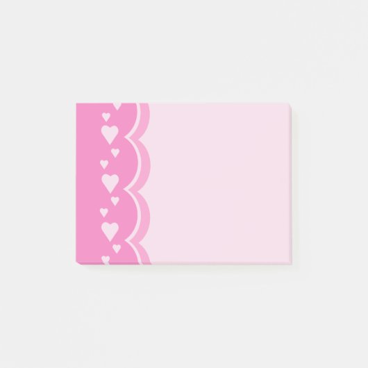 Rosa Herzen Post-it Klebezettel (Vorderseite)
