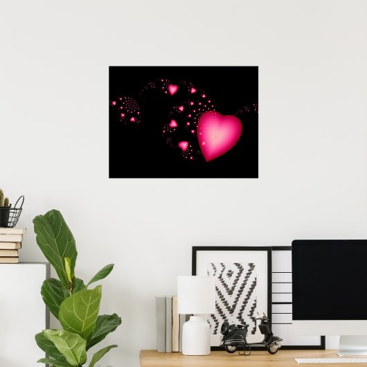 Rosa Herzen Poster (Heimbüro)
