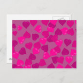 Rosa Herzen Postkarte (Vorne/Hinten)