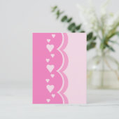 Rosa Herzen Postkarte (Stehend Vorderseite)