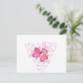 Rosa Herzen Postkarte (Stehend Vorderseite)