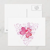 Rosa Herzen Postkarte (Vorne/Hinten)