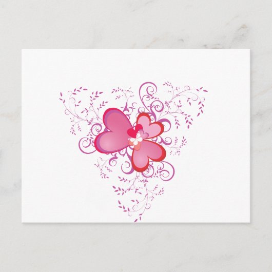 Rosa Herzen Postkarte (Vorderseite)