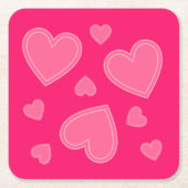 Rosa Herzen Rechteckiger Pappuntersetzer (Vorderseite)