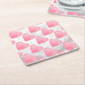 Rosa Herzen Rechteckiger Pappuntersetzer (angewinkelt)