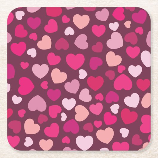 Rosa Herzen Rechteckiger Pappuntersetzer (Vorderseite)