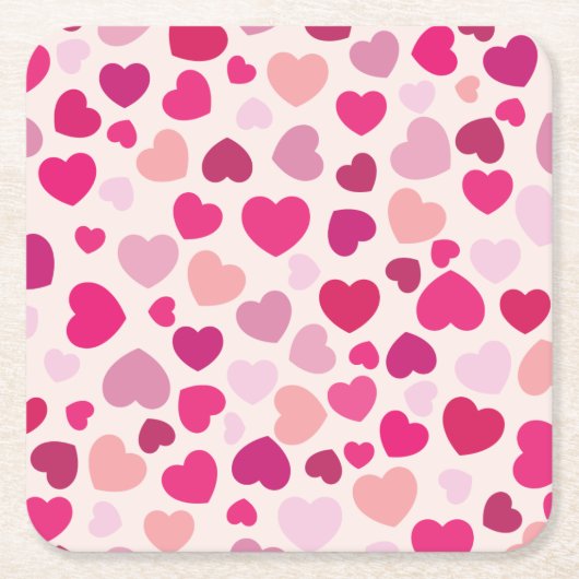 Rosa Herzen Rechteckiger Pappuntersetzer (Vorderseite)